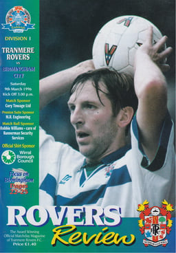 Tranmere Rovers v Birmingham City Match Programme 1996-03-09